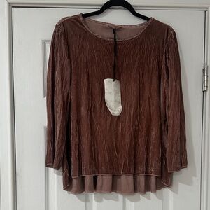 Chic Velvet Women's Blouse in Rich Brown
